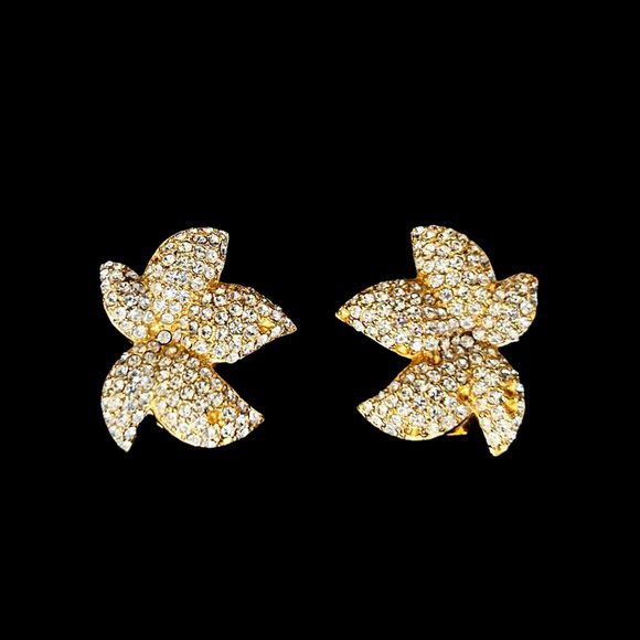 Dior Jewelry - Vintage 90's Dior Large Starfish Clip on Earrings with Rhinestones